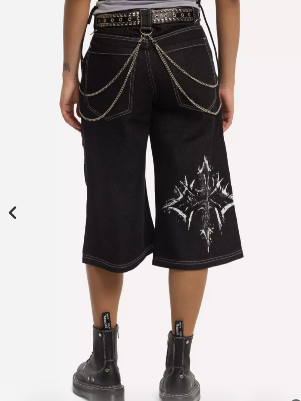 Graphic Cotton Denim Pants with chains and studs - NWT, size 11 (waist 30”)